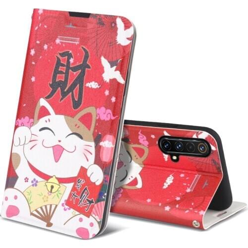 Cute Painted Wallet Stand Flip Leather Case For Realme X3 Superzoom X50 Pro C11 Q2 Pro Book Cover Magnetic Case