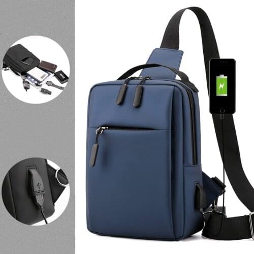 Mihaivina Men Multifunction Shoulder Crossbody Bags USB Charging Chest bag Man Short Trip Water Repellent Messenger Bag Handbags