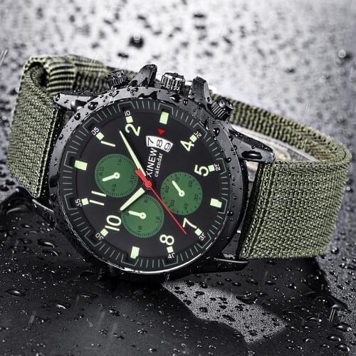 XINEW Fashion Sport Watch Men Luminous Waterproof Military Watch Calendar Mes Watch Clock relogio masculino relojes hombre