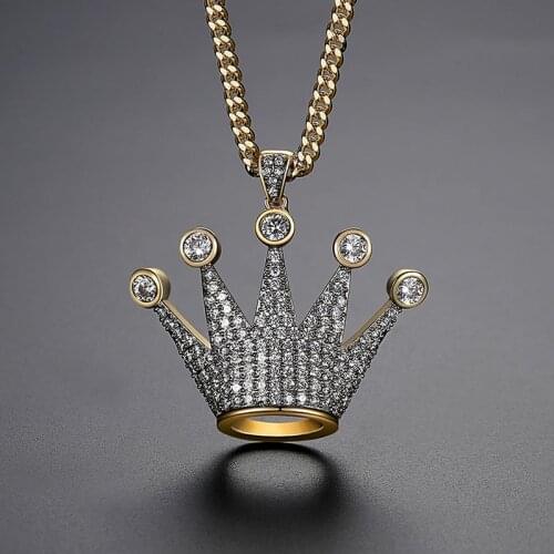 Funmode Fashion Hip Hop Cuban Link Chain King Design Pendant Charm Necklace For Men Party Necklace accessories Wholesale FN211