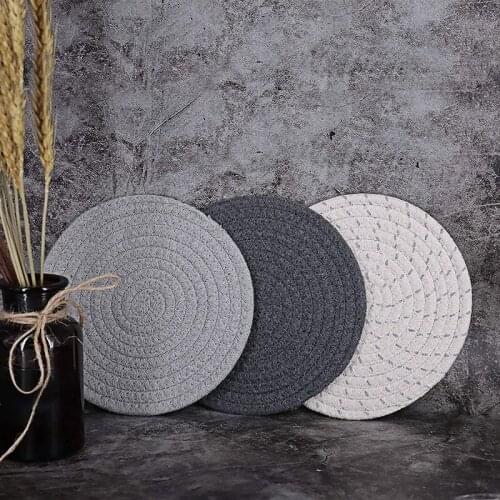 Drink Coasters Set,Cotton Cup Mat,Handmade Braided Kitchen Pot Holders,Placemat,Spoon Rest,for Cooking,Set of 6(7 In)-ABUX