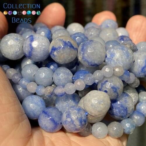 Natural Faceted Blue Aventurine Stone Loose Round Beads For Jewelry Making 4-10 MM DIY Bracelets Accessories Wholesale