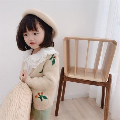 New Girls Sweater Babys Coat Outwear 2021 Casual Thicken Warm Spring Autumn Buttons Cardigan Jacket Childrens Clothing