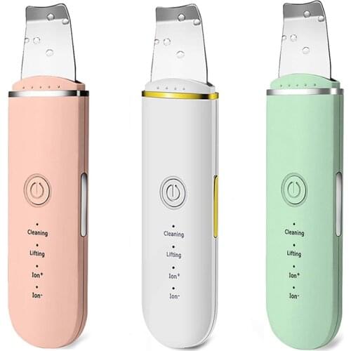 Rechargeable Ultrasonic Skin Scrubber Portable Facial Cleaner Negative Ion Blackhead Remover Peeling Shovel Facial Lift Machine