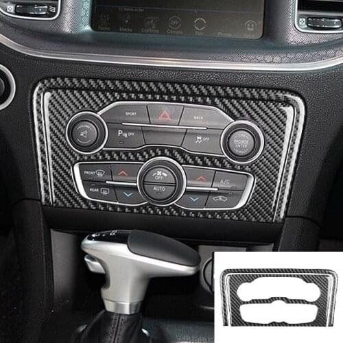 Fit For Dodge Charger 2015+ Carbon Fiber Interior AC CD Control Panel Button Frame Cover Sticker Car Accessories