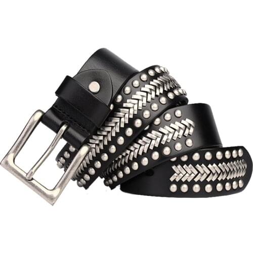 Fashion Unique Design Alloy Nails Decorative Rivet Belts Top Quality Cowhide Leather Belt Unisex Jean Accessories Punk belts