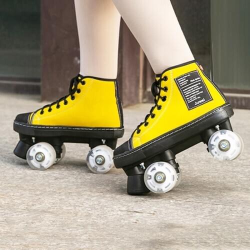 2020 New Flat Roller Shoes Artificial Leather Outdoor Skates Shoes Patines With Transparent PU Wheels 5 Color Skate