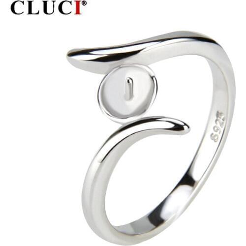 CLUCI Silver 925 Fashion Rings for Women Jewelry 925 Sterling Silver Symmetrical Twisted Design Pearl Ring Mounting SR1027SB