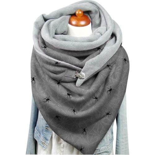 Womens spider Printing Scarves Japanese Windproof Buttons down Shawl Wraps Ladies Basic Winter Warm Scarf Fashoin 2021 Scarves