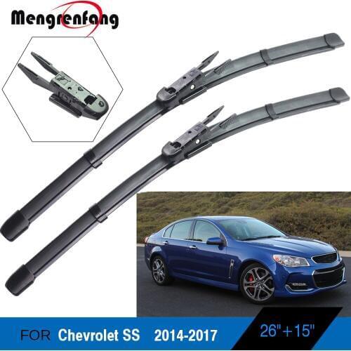For Chevrolet SS Car Front Windscreen Wiper Soft Rubber Wiper Blades Pinch Tab Arms 2014 2015 2016 2017