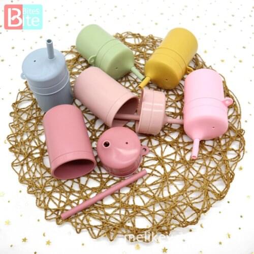 Bite Bites Baby Feeding Cups Silicone Detachable Baby Drinking Cup with Straw BPA Free Silicone Tableware Sippy Leakproof Cup