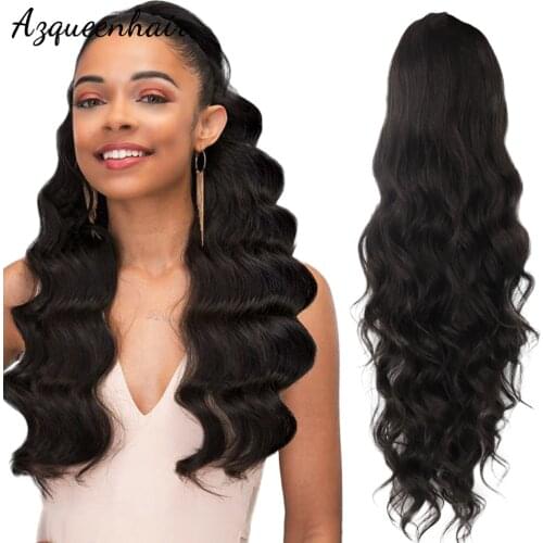 AZQUEEN Brown 26-Inch Synthetic Fiber Heat-Resistant Loose wave Hair With Drawstring Ponytail Fake Hair Extensions Ponytail