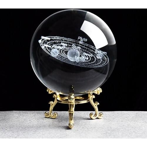 Solar System Miniatures Figurines 3D Planets Model Sphere Feng Shui Crystal Ball Desk Decoration Home Decor Gift for Holiday