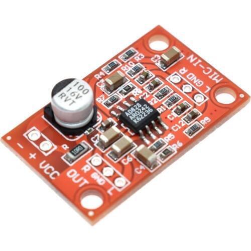 DC 3.8V-15V AD828 Stereo Dynamic Microphone Preamplifier Board MIC Preamp Module Amplifier Board