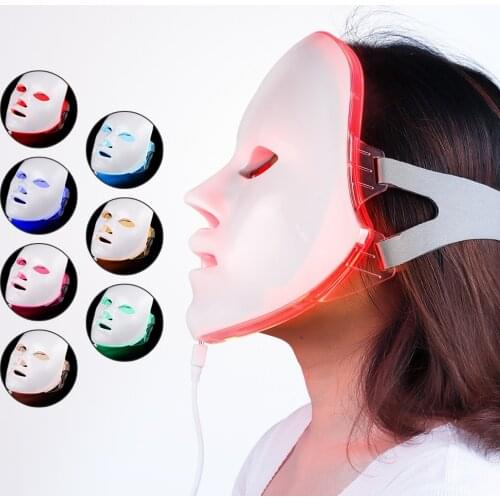 LED Facial Mask Photon Therapy Anti-Acne Wrinkle Removal Skin Rejuvenation Face Skin Care Tools NOBOX-Minimalism Design 7 Colors