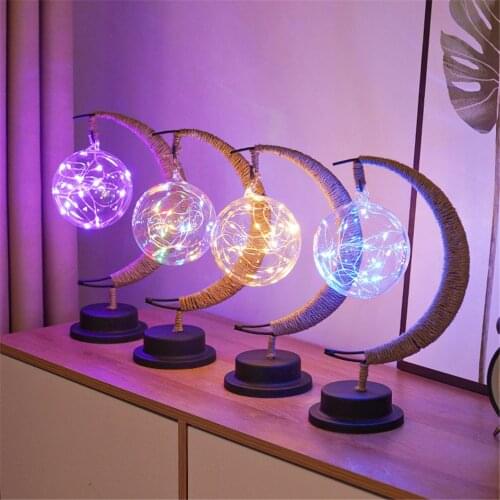 Led Star/Moon/Apple/Sepak Takraw Christmas Gifts Fairy String Lights Handmade Hemp Rope Night Lamp For Party Kid Room Decoration