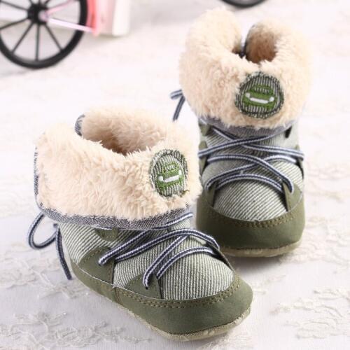 0-18Months Baby Boy Winter Warm Snow Boots Lace Up Soft Sole Shoes Infant Toddler Kids