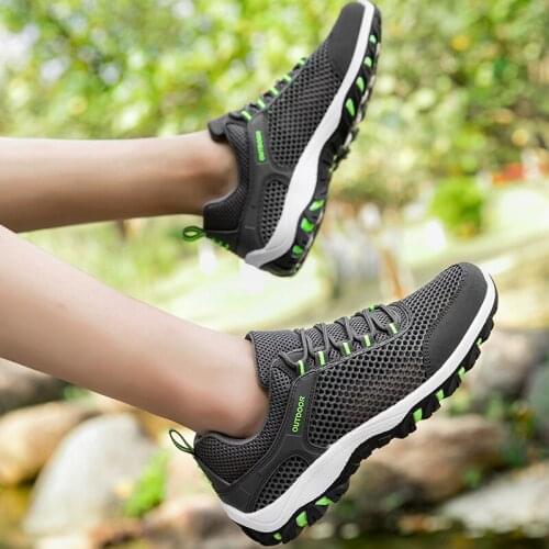 Comfortable Mens Nonslip Hiking Shoes Lace Up Breathable Camping Trekking Shoes Outdoor Males Tactical Sport Sneakers