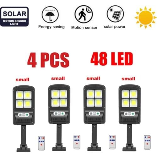 4pcs remote 48-128Solar Power Street Light PIR Motion Sensor Wireless Wall Lamp Garden Security Lamps Outdoor Water floodlight