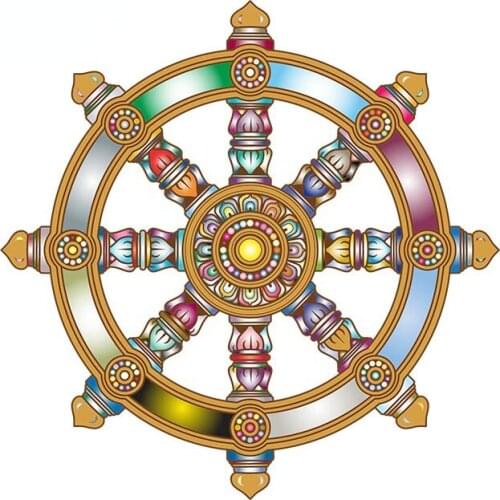 13cm x 13cm for Prismatic Ornate Dharma Wheel Vinyl Car Stickers Surfboard Motorcycle Decals Vehicle RV Decoration