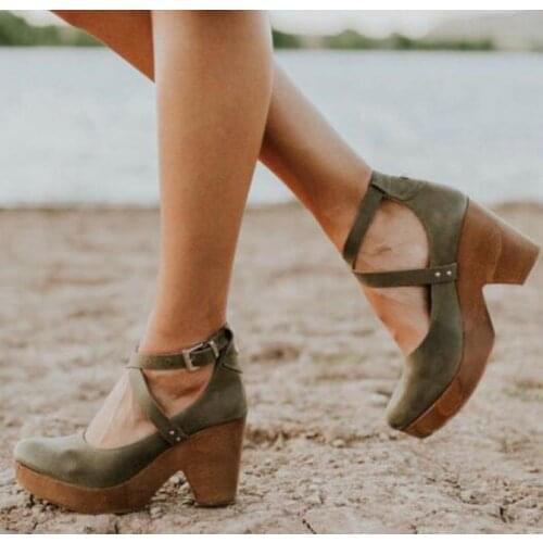 Women Shoes Sandals Summer High Heel Shoes Buckle PU Leather Gladiator Luxury Shoes Women Designers Zapatos De Mujer E26