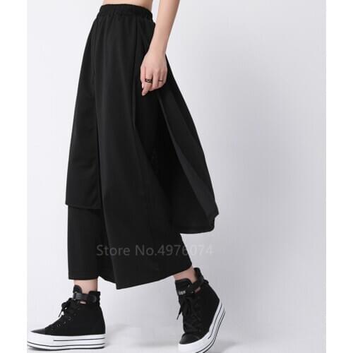 Women Japanese Style Kimono Haori Loose Harajuku Pants Black Fashion Leisure Trousers Cool Hip Hop Streetwear Samurai Costume