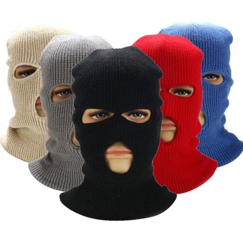 Unisex Three Hole knitted hedging Beanie Hat Winter Ski sport Warm windproof dust mask funny scary cosplay face Mask Accessories