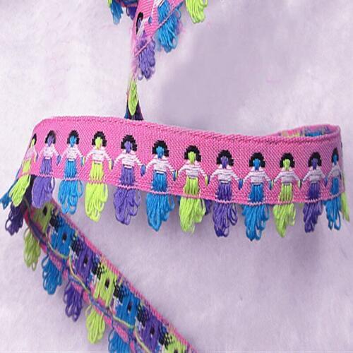 ZYOKRA 2 Yards Pink Dressing Girl Friends Embroidery Jacquard Ribbon, Beautiful ribbon and DIY ribbons for sewing