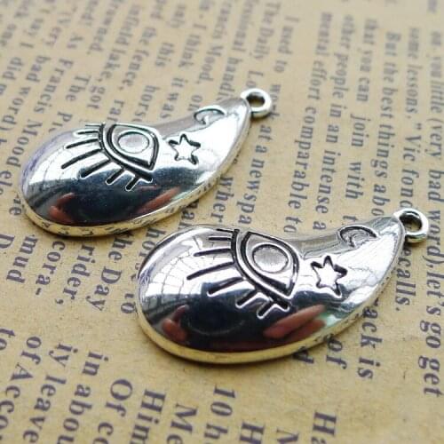 Newest 10Pieces 15*31mm Zinc Alloy Antique Silver Color Eyes Stars Charms Earrings Pendant Accessory For DIY Jewelry Making