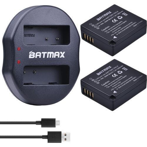 2Pcs DMW-BLG10 DMW BLG10e BLG10 BP-DC15 BPDC15 Battery + USB Dual Charger for Panasonic BLG10GK BLG10 DMC-GF6 DMC-GX7 GF6 GX7