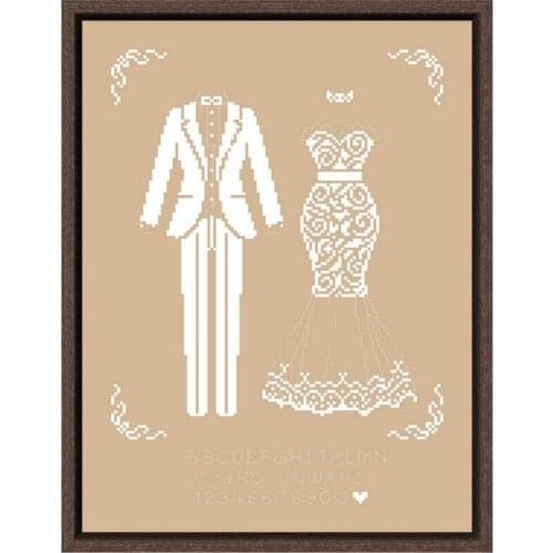 White dress cross stitch kits plants aida fabric 18ct 14ct 11ct flaxen linen cotton thread embroidery kits DIY craft set