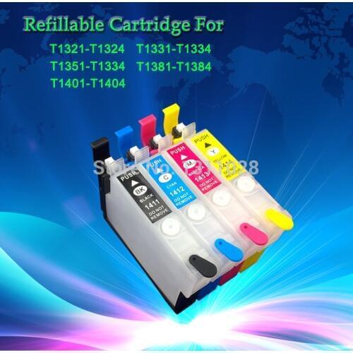 INK WAY 4 PCS T1381-T1384 Refillable ink cartridge for Stylus NX420 TX420W TX235 NX230, Workforce 320 630 633 435 with ARC