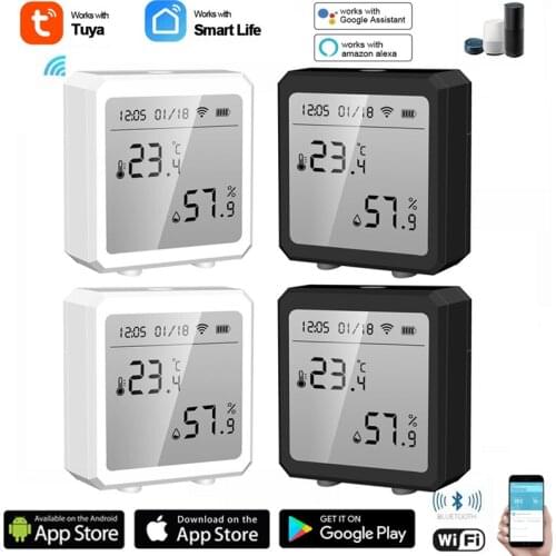 Bluetooth-compatible Tuya WIFI Temperature And Humidity Sensor Indoor Hygrometer Thermometer With LCD Display With Alexa Google