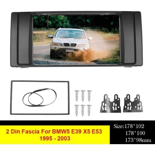 Double 2Din Stereo Auto Audio Frame Fascia For BMW5 E39 X5 E53 1995 - 2003 Car DVD Panel Plate Mounting Dash Installation Bezel