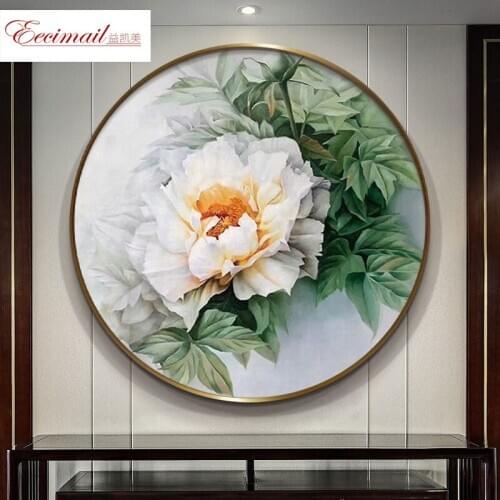 EECAMAIL 5D DIY Diamond Painting Full Diamond Embroidered Rich Peony Flower Modern Living Room Home Decoration Painting No Frame