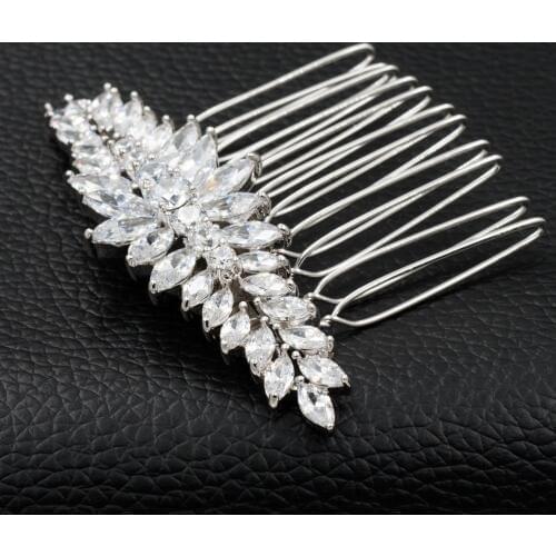 Full Cubic Zirconia Wedding Bridal Hair Side Comb Hairpins Women Hair Accessories Jewelry TF071