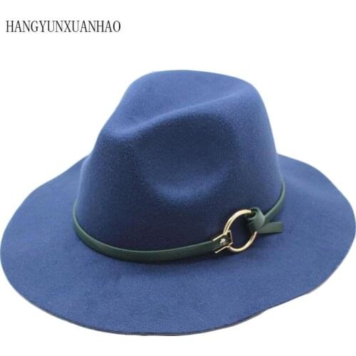 HANGYUNXUANHAO Special Felt Hat Men Fedora Hats with Belt Women Vintage Caps Wool Fedora Warm Jazz Hat Chapeau Femme Feutre