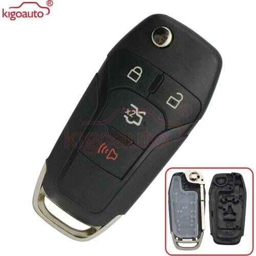 Kigoauto Smart key cover for Ford Fusion N5F-A08TAA flip key shell 4 button car key replacement shell