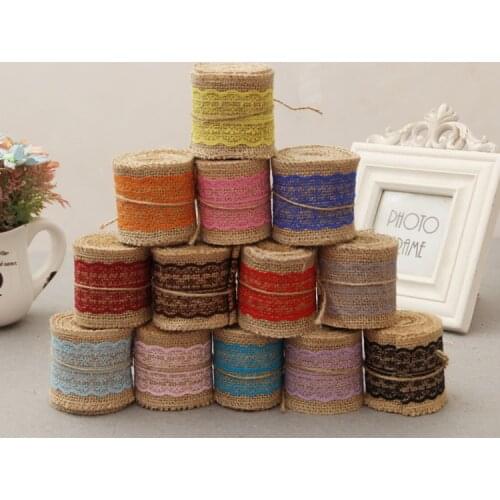 6cm*2m Lace Trims Tape Hemp Rope DIY Handmade Christmas Wedding Decoration Lace Linen Ribbon Roll Linen Strips