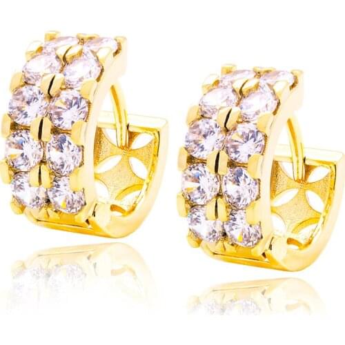 Lureen 2Pcs/Set Gold Silver Color Crystal Hoop Earrings Cubic Zirconia for Unisex Round Luxury Punk Earring Fashion Jewelry Gift