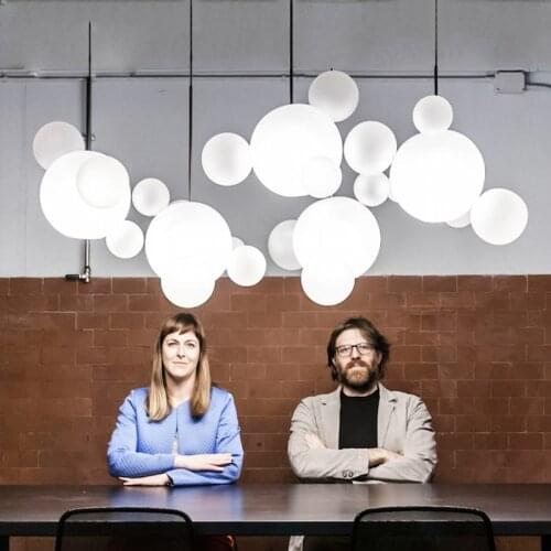 Restaurant chandelier Nordic modern contracted glass clothing shop bar chandelier creative personality Mickey bubble lamp