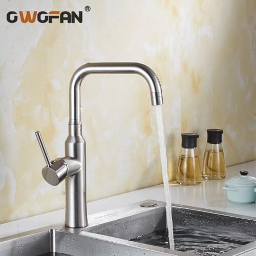 Brushed Nickel Spray Stream Handle Kitchen Faucet Tap Rotation Mixer Swivel Pull Out Durable Sink Sprayer Single Hole N22-173