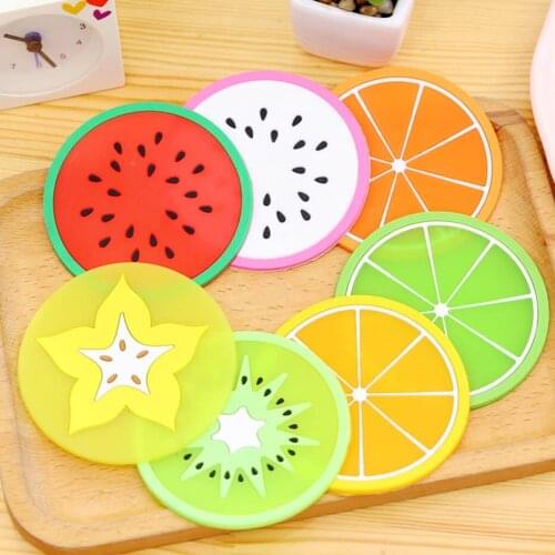 Cute Fruit Shape PVC Cup Pad Non Slip Bowl Mat Heat Insulation Coaster Hot Drink Holder Placemat