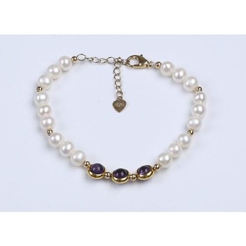 Fashion 6-6.5mm Natural Potato Shape Pearl Bracelet Freshwater Pearl Jewelry Bracelet