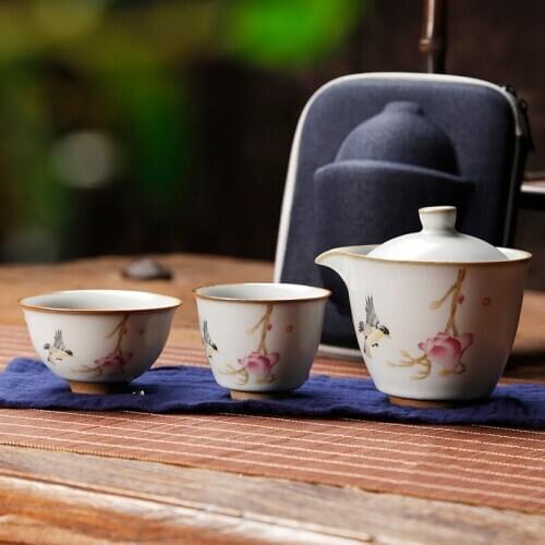 Chinese New Creative 1 Pot 2 Cups Porcelain Teapot Sets Kung Fu tea set Ceramic Portable Teacup Gaiwan Kettle Tea Combination