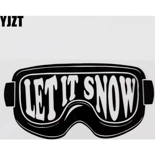 YJZT 16.7CMX8.3CM Snow Goggles LET IT SNOW Decal Vinyl Car Sticker Black/Silver 8A-1092