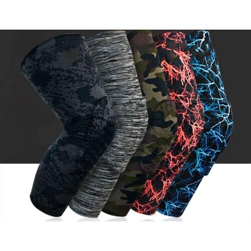 QUESHARK Professional Long Anti-collision Camouflage Honeycomb Basketball Knee Pads Football Knee Brace Protector Leg Sleeves