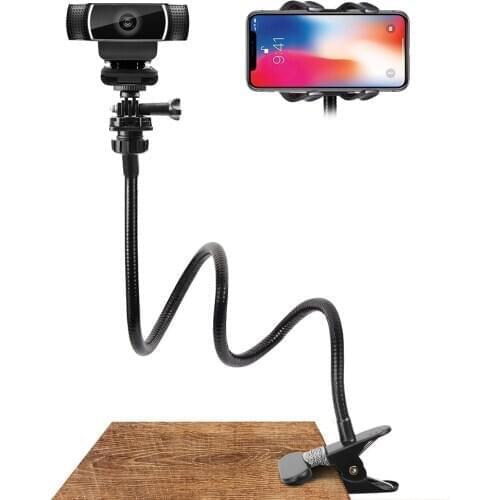 New Webcam Mount Stand Flexible Holder Desk Mount Gooseneck Clamp Clip Camera Phone Holder For Web-cam Accessories