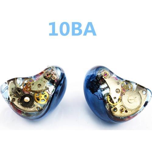 Newest Wooeasy 10BA in Ear Earphone Blue Gear Custom Made Hybrid Around Ear Earphone With MMCX Plated Earphone