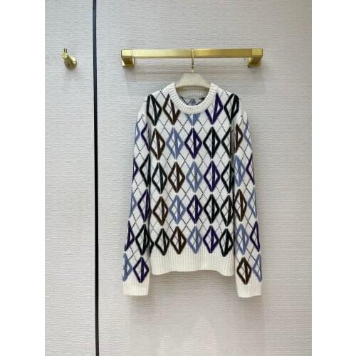 New ladies fashion 2021 long-sleeved sexy casual jacquard knitted sweater 0118